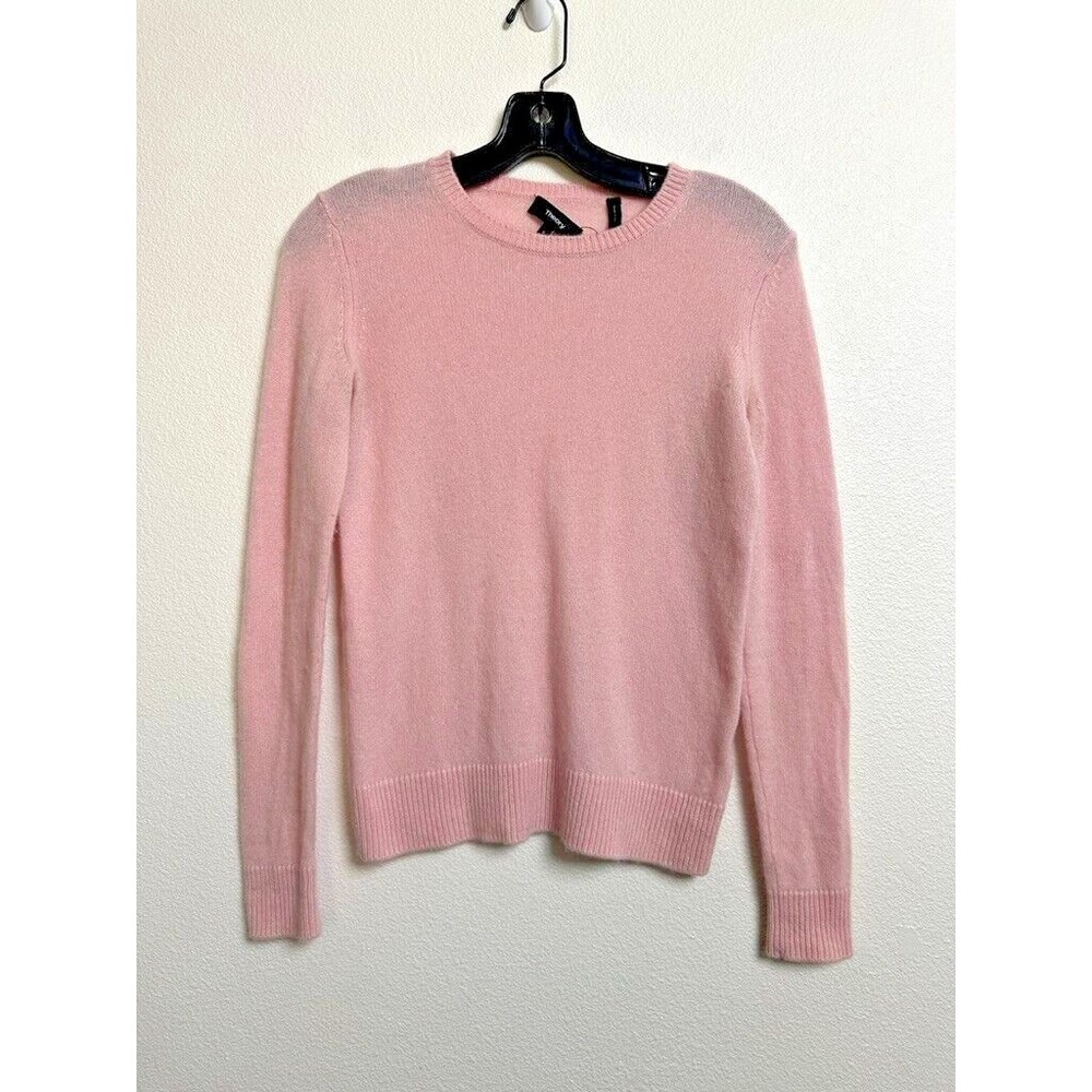 Theory Women's Cashmere Pink Sweater Long Sleeve Pullover Size Small Classic